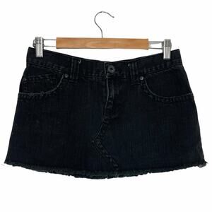 Roxy Black Distressed Jean Mini Skirt 3